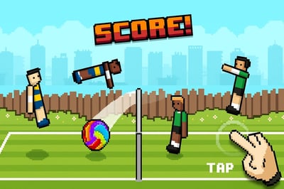 A volleyball game with a score of 2-2.